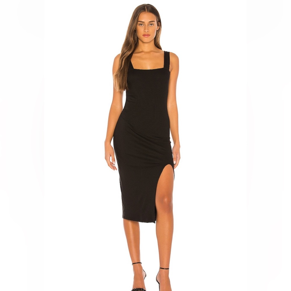 N:philanthropy black ribbed midi dress
